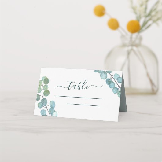 Carte De Placement Eucalyptus Verdure Aquarelle Mariage botanique (Devant)