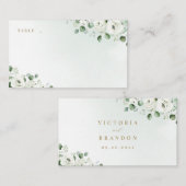 Carte De Placement Eucalyptus Verdure blanc floral rustique mariage (Devant / Derrière)