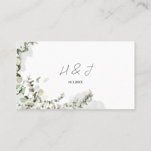 Carte De Placement Eucalyptus Verdure Mariage élégant (Dos)