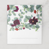 Carte De Placement Eucalyptus verdure | Mariage floral rouge Bourgogn (Extérieur déplié)