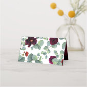 Carte De Placement Eucalyptus verdure | Mariage floral rouge Bourgogn (Dos)