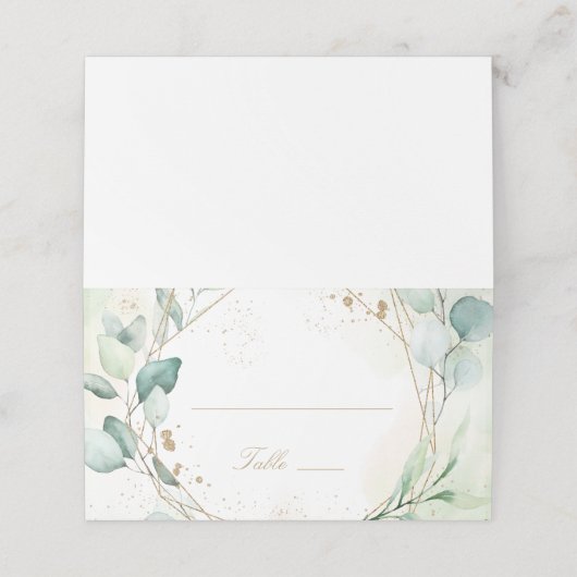 Carte De Placement Eucalyptus Verdure Or Géométrique Mariage élégant (Extérieur déplié)