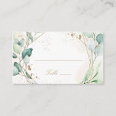 Carte De Placement Eucalyptus Verdure or Géométrique Rustique Mariage (Devant)