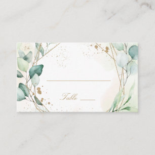Carte De Placement Eucalyptus Verdure or Géométrique Rustique Mariage