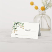 Carte De Placement Eucalyptus Verdure & Or Mariage photo pliée (Devant)