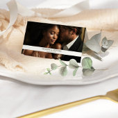 Carte De Placement Eucalyptus Verdure & Or Mariage photo pliée