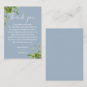 Carte De Placement Eucalyptus Vert Dusty Mariage bleu Merci (Devant / Derrière)