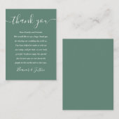 Carte De Placement Eucalyptus Vert Mariage de script moderne Merci (Devant / Derrière)