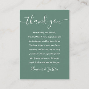 Carte De Placement Eucalyptus Vert Mariage de script moderne Merci