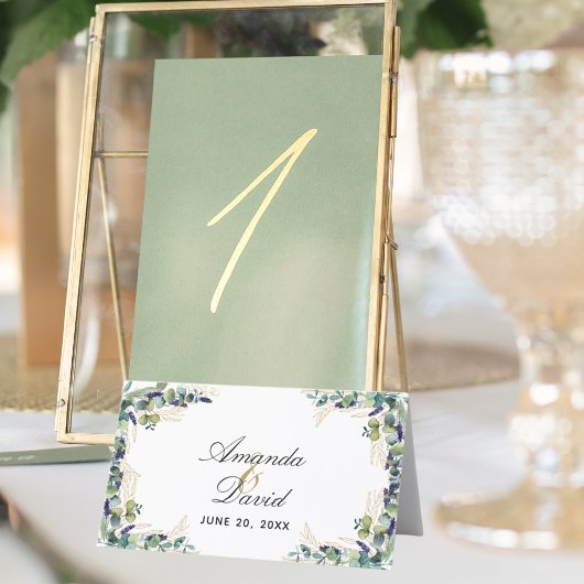 Carte De Placement Eucalyptus vert noms or mariage