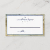 Carte De Placement Événement Mariage #Bleu Nautique & Or #Ancre (Devant)