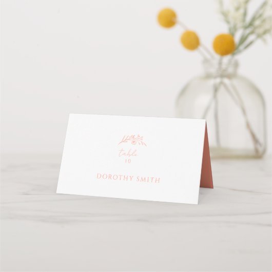 Carte De Placement Fairepart de mariage à monogramme pêche  (Devant)
