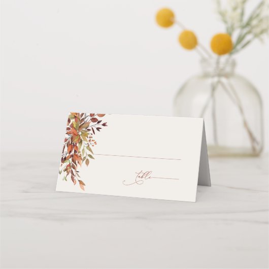 Carte De Placement FALL Script Mariage Place Card Burange Orange (Devant)