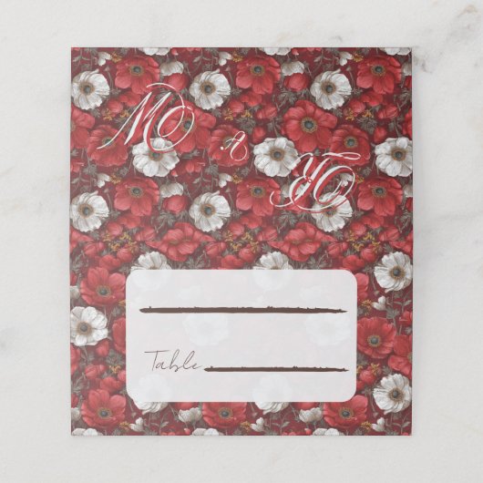 Carte De Placement Fancy Anemones Flower Fall Wedding (Extérieur déplié)