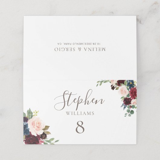 Carte De Placement Fancy Classic Fleurs Mariage (Extérieur déplié)