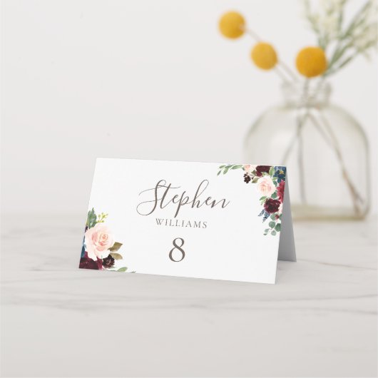 Carte De Placement Fancy Classic Fleurs Mariage  (Devant)