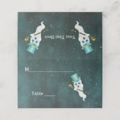 Carte De Placement Fancy Ghost Blue Top Hat Skull Cane Night Sky (Extérieur déplié)