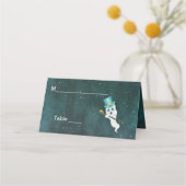 Carte De Placement Fancy Ghost Blue Top Hat Skull Cane Night Sky (Devant)