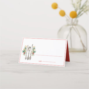 Carte De Placement Fancy Holiday Silverware Joyeux Noël