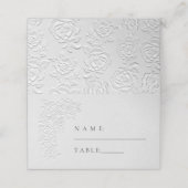 Carte De Placement Faux Embossed White Roses Wedding (Extérieur déplié)