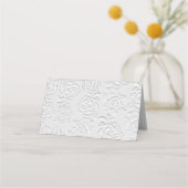 Carte De Placement Faux Embossed White Roses Wedding (Dos)