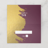 Carte De Placement Faux Gold Brushstrokies & Mariage Bourgogne (Extérieur déplié)
