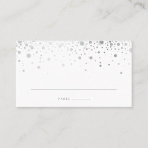 Carte De Placement Faux Silver Foil Confetti Dots Mariage élégant