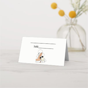 Carte De Placement Femme Art Déco Vintage avec Fleurs Portant un Chap