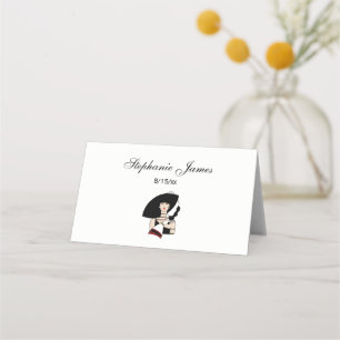 Carte De Placement Femme Art Déco Vintage portant un chapeau des gant