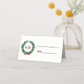 Carte De Placement Festif Noël Noël Noël Holly Wreath Monogramme (Dos)