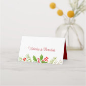 Carte De Placement Festif Rouge Noël Poinsettia Mariage de vacances (Dos)