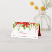 Carte De Placement Festif Rouge Noël Poinsettia Mariage de vacances (Devant)