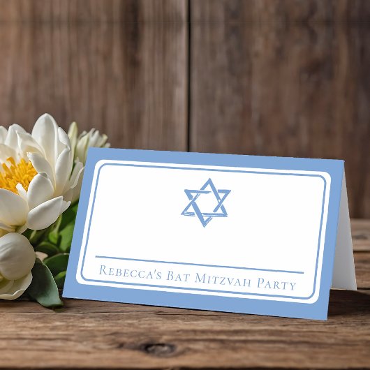 Carte De Placement Fête bat mitzvah lumière étoile bleue de David