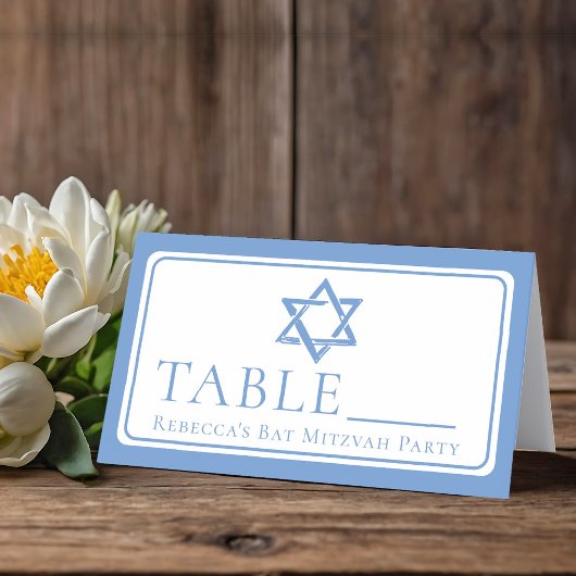 Carte De Placement Fête bat mitzvah lumière étoile bleue de David
