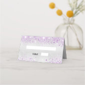 Carte De Placement Fête d'anniversaire paillettes métalliques argent (Devant)