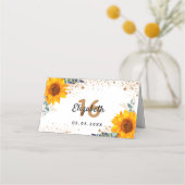 Carte De Placement fête d'anniversaire tournesol eucalyptus or partie (Dos)