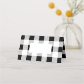 Carte De Placement fête de ferme rustique plaid noir et blanc de buff (Devant)