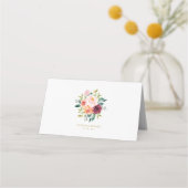 Carte De Placement Fête de mariage aquarelle bordeaux rose pivoine (Dos)