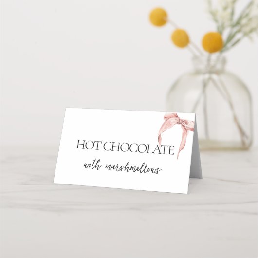 Carte De Placement Fête de mariage avec un nœud rose (Devant)