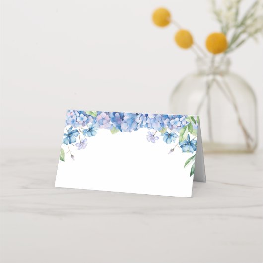 Carte De Placement Fête de mariage floral avec Hydrangea bleue modern (Devant)