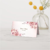 Carte De Placement Fête de mariage rose Aquarelle Fleur brillante Par (Dos)