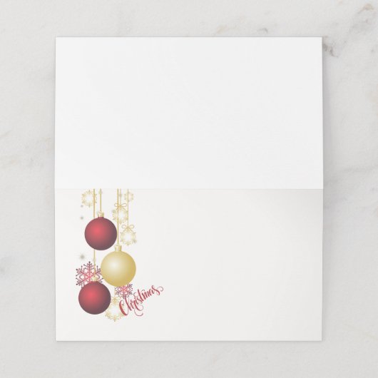 Carte De Placement Fête de Noël blanche, or et rouge (Extérieur déplié)