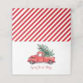 Carte De Placement Fête de Noël d'hiver Red Truck Pine Tree (Extérieur déplié)