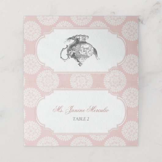 Carte De Placement Fête de thé rose victorienne (Extérieur déplié)