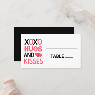 Carte De Placement Fête des mariées de baisers XOXO Hugs Mariage noir