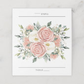 Carte De Placement Fête des mariées de Mariage floral rose doux (Extérieur déplié)
