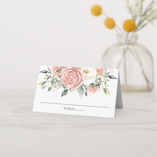 Carte De Placement Fête des mariées de Mariage floral rose doux (Devant)
