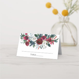 Carte De Placement Fête des mariées florale en fleurs hivernales