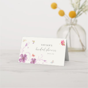 Carte De Placement Fête des mariées florale moderne aux papillons col