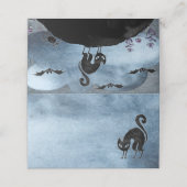 Carte De Placement Fête d'Halloween de chat noir (Extérieur déplié)